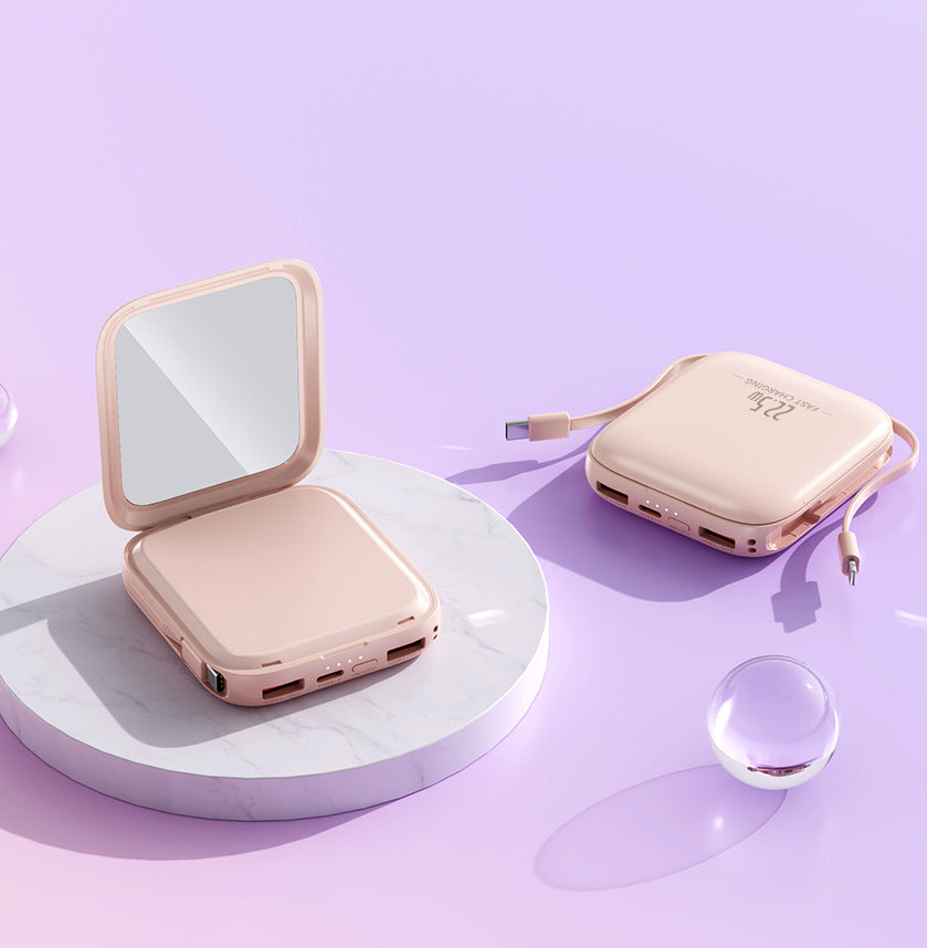 Bärbar Powerbank med Integrerad Spegel Praktisk Design 0