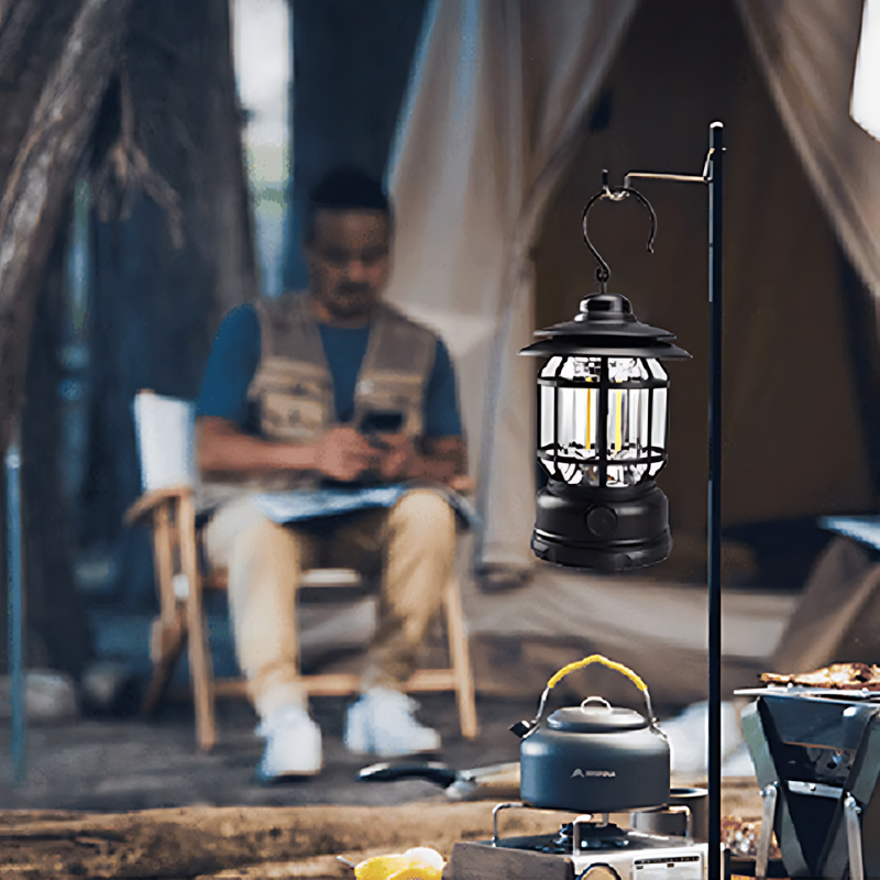 Bärbar Retro Lampa För Inomhus Och Utomhus Med Justerbar Ljusinställning 1