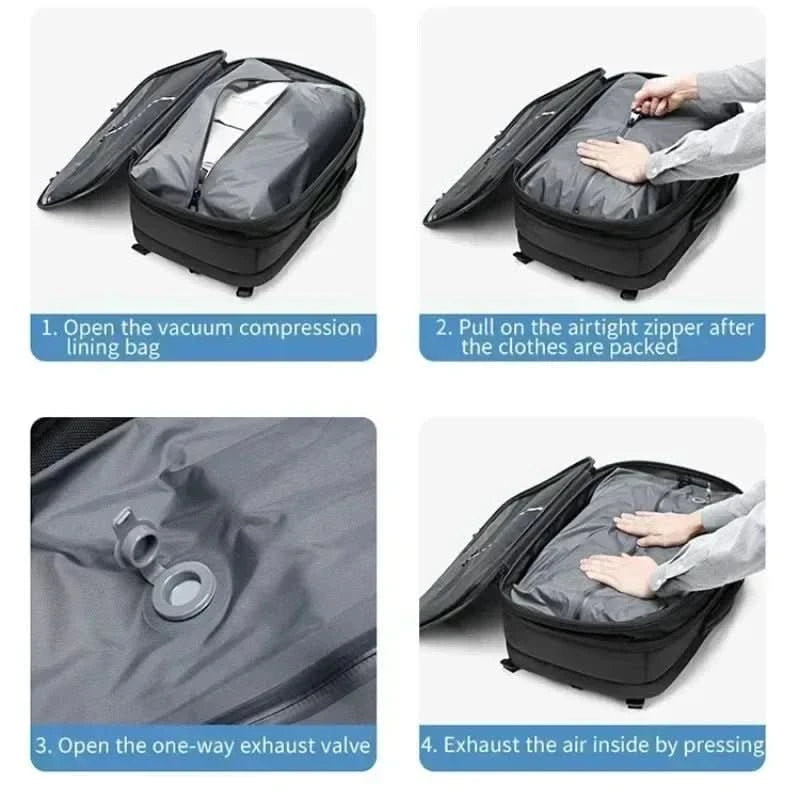Bärbar Ryggsäck Kompressibel För Resor Med Vadderat Fack För Laptop 4