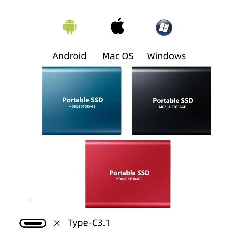 Bärbar SSD Enhet Kompakt Snabb Lagring USB-C 1050MB/s 4