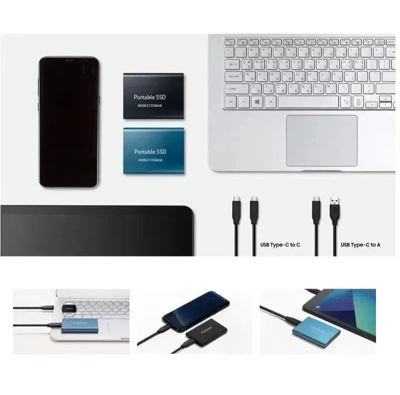 Bärbar SSD Enhet Kompakt Snabb Lagring USB-C 1050MB/s 5