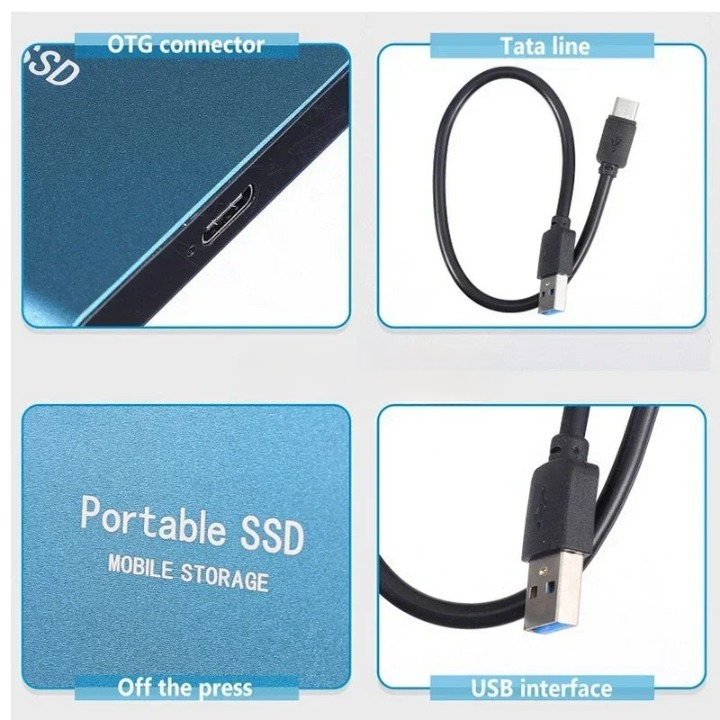 Bärbar SSD Enhet Kompakt Snabb Lagring USB-C 1050MB/s 6