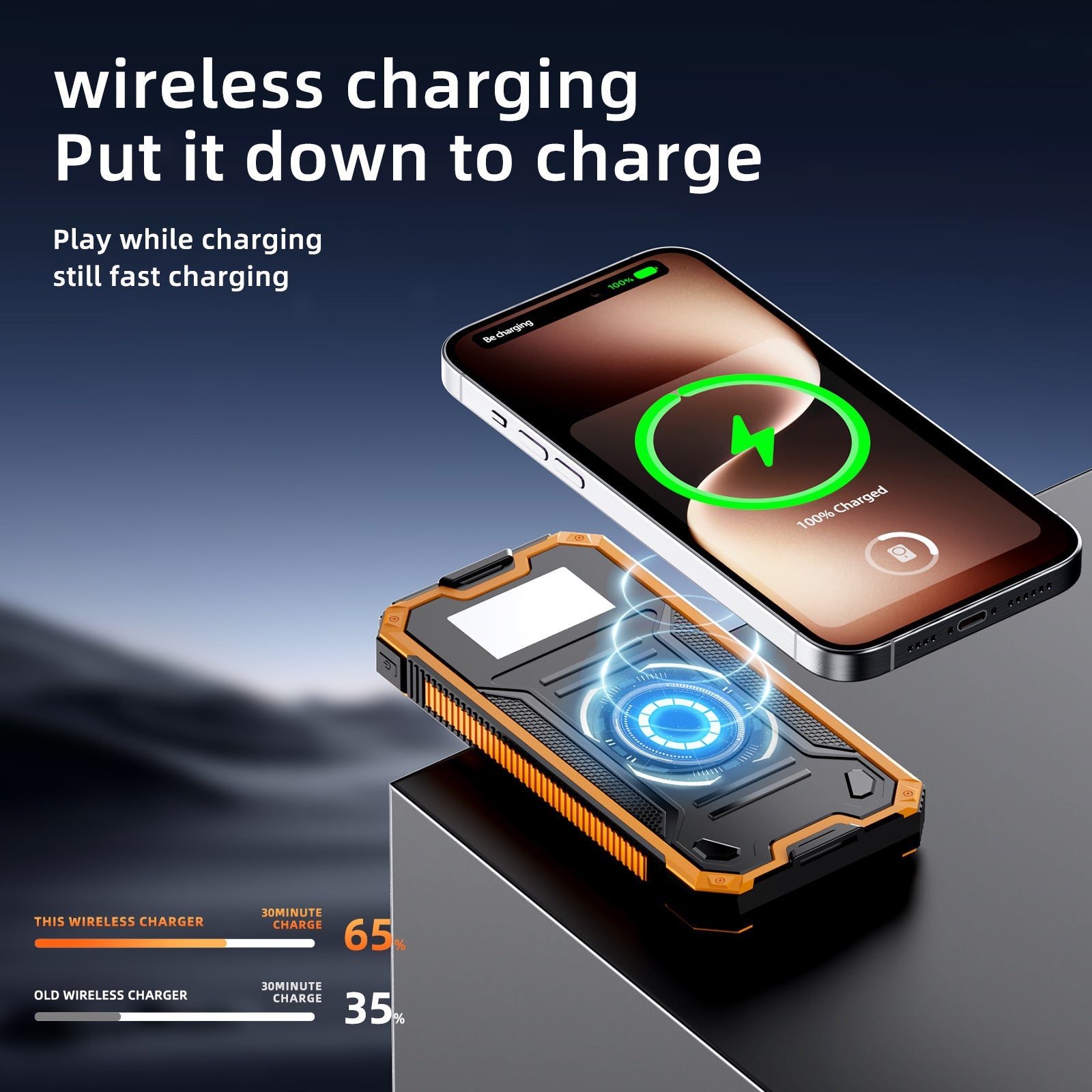 Bärbar Solenergibank med Snabbladdning och Trådlös Adapter 2