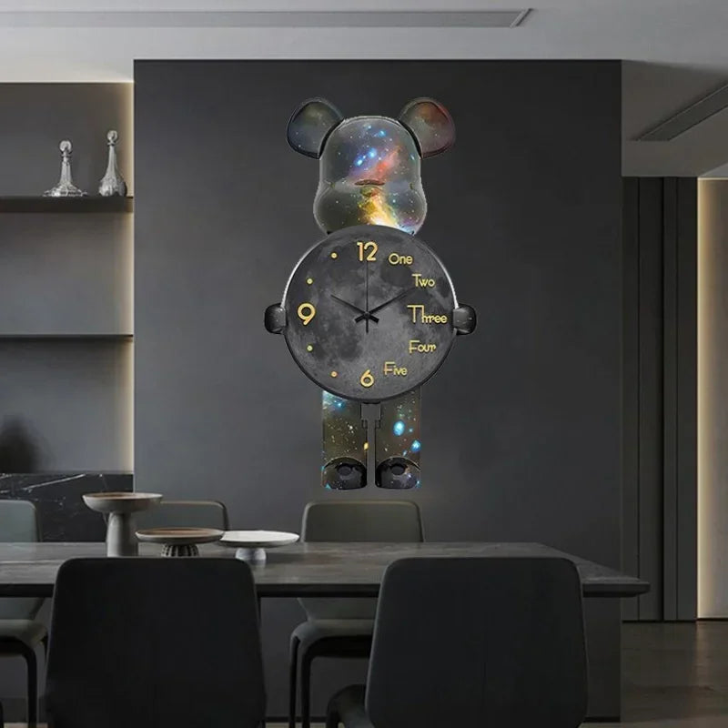 Barn Väggklocka Björndesign med LED-Belysning för Lekrum 4