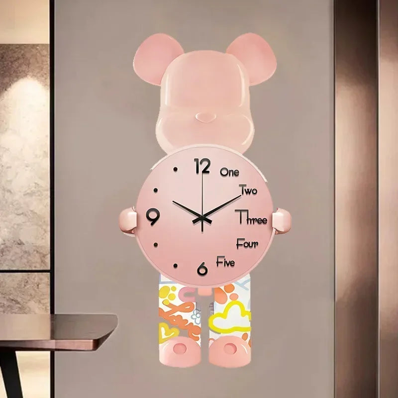 Barn Väggklocka Björndesign med LED-Belysning för Lekrum 6