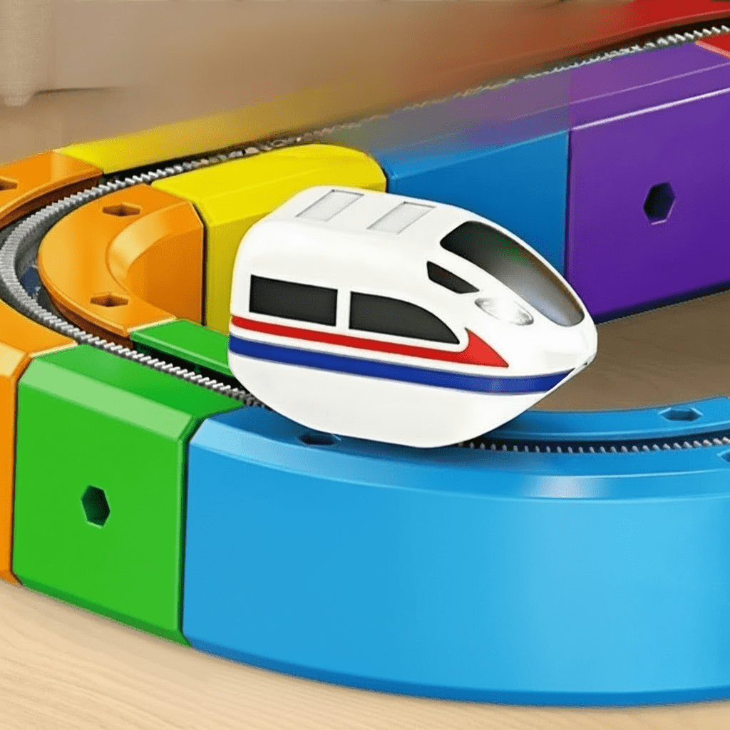 Barnens 3D Järnvägsbyggsats med Uppladdningsbart Lokomotiv och Modulära Spår 7