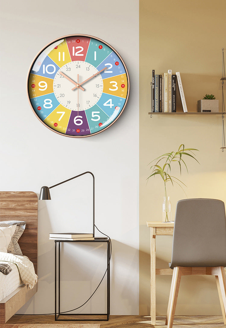 Barnklocka Tyst Design Färgglad Väggklocka för Barnrum 1
