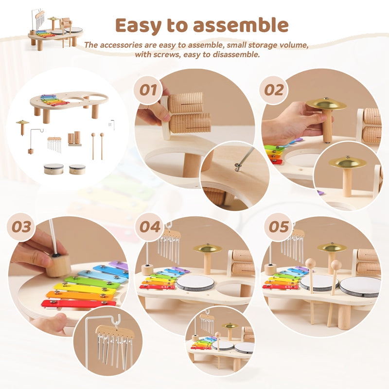 Barns Musikbord Med Trummor, Xylofon Och Cymbaler 2