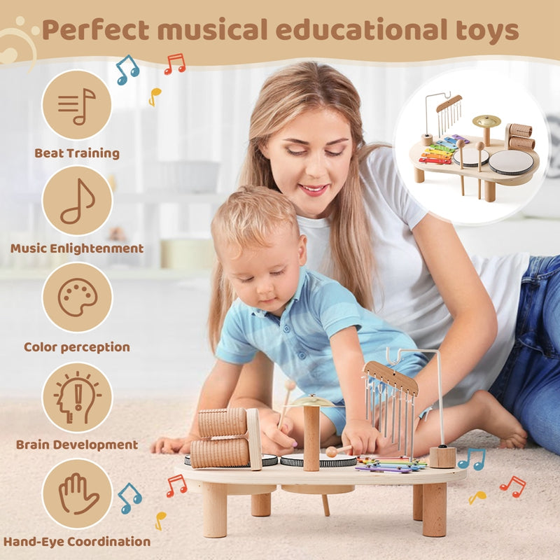 Barns Musikbord Med Trummor, Xylofon Och Cymbaler 5
