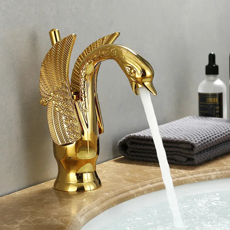 Basin Kran med Enkelhandtag i Guld 8