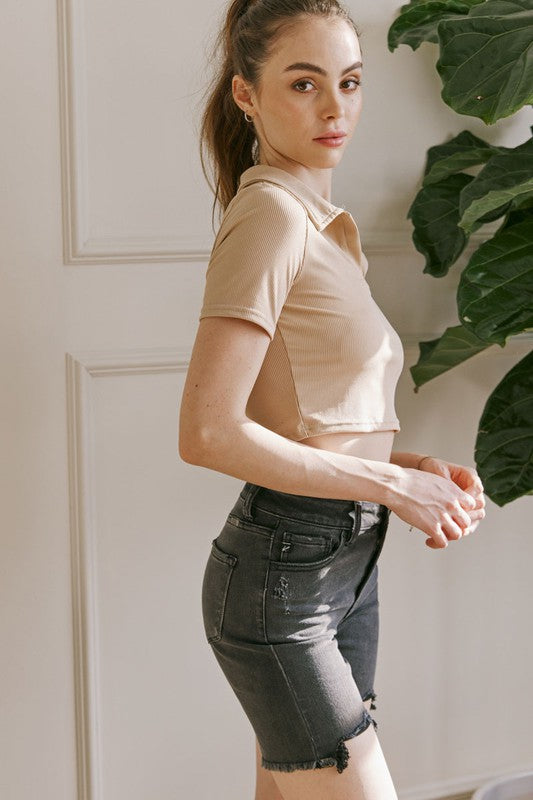 Bermuda Shorts för Damer i Hög Midja 1