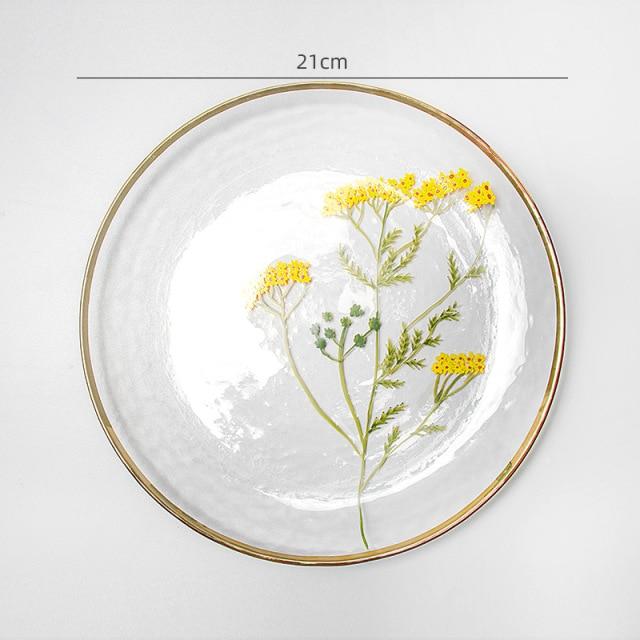Blomtallrik Med Guldkant För Hemmet 6