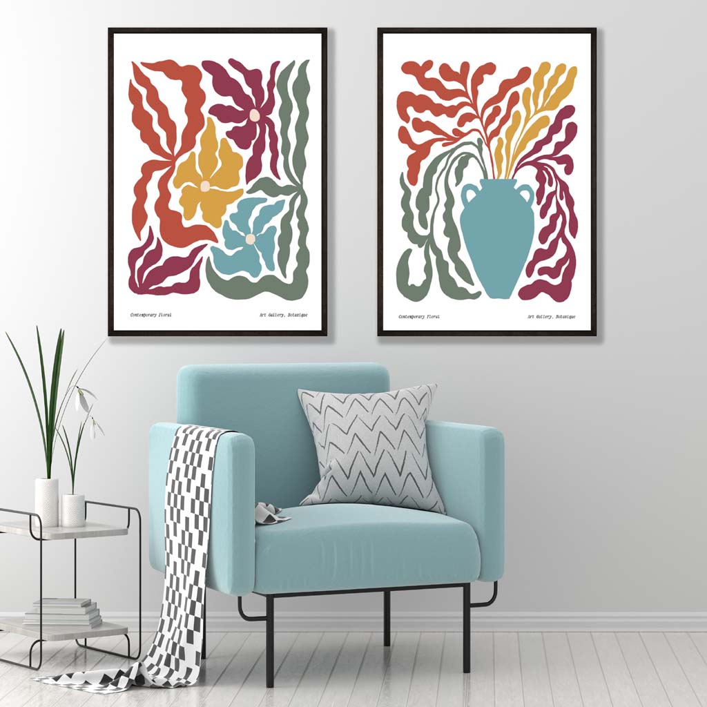 Boho Flower Konsttryck Set med 2 Stycken 1