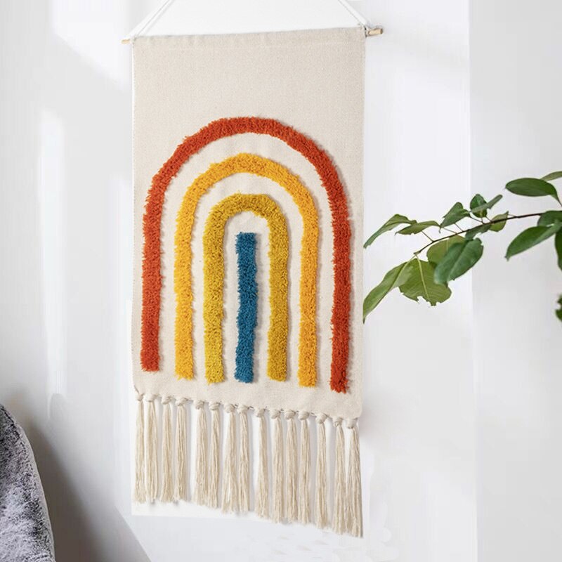 Boho Gobeläng med Tofsar för Heminredning 4