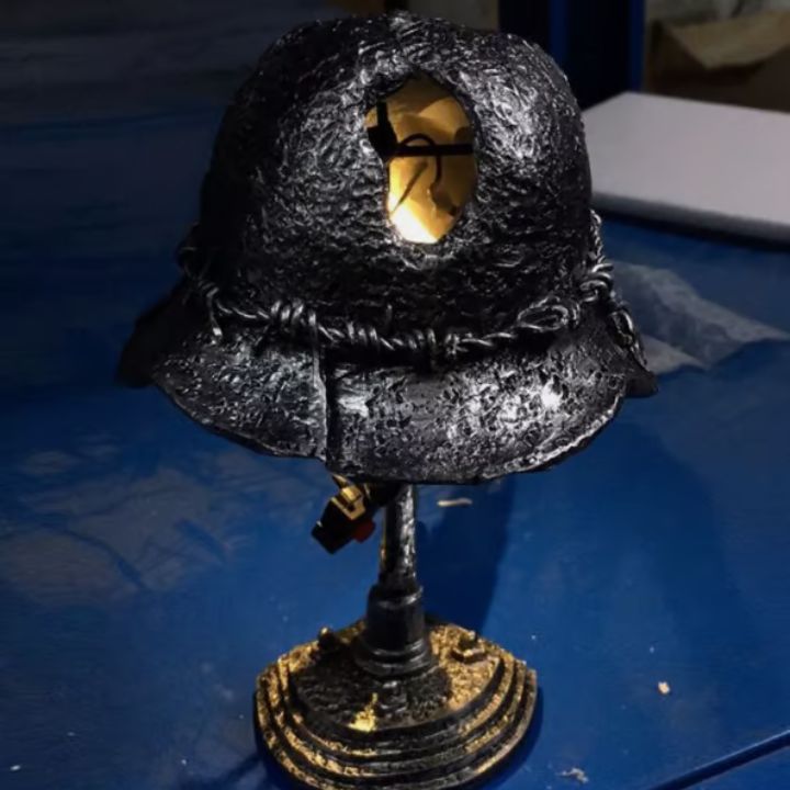 Bordslampa Vintage Stil Militärhjälm Design för Hemmet 8