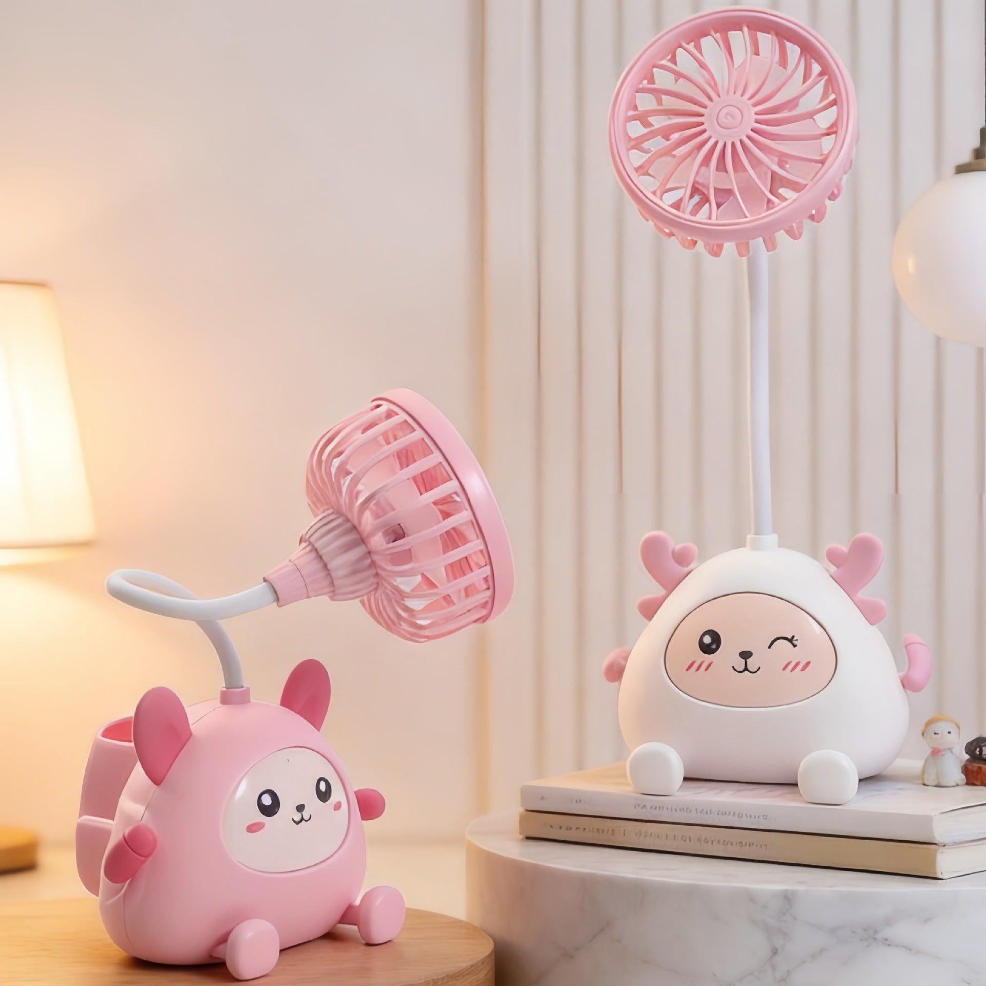 Bordslampa med Integrerad Fläkt Justerbar Belysning Charmig Design 3