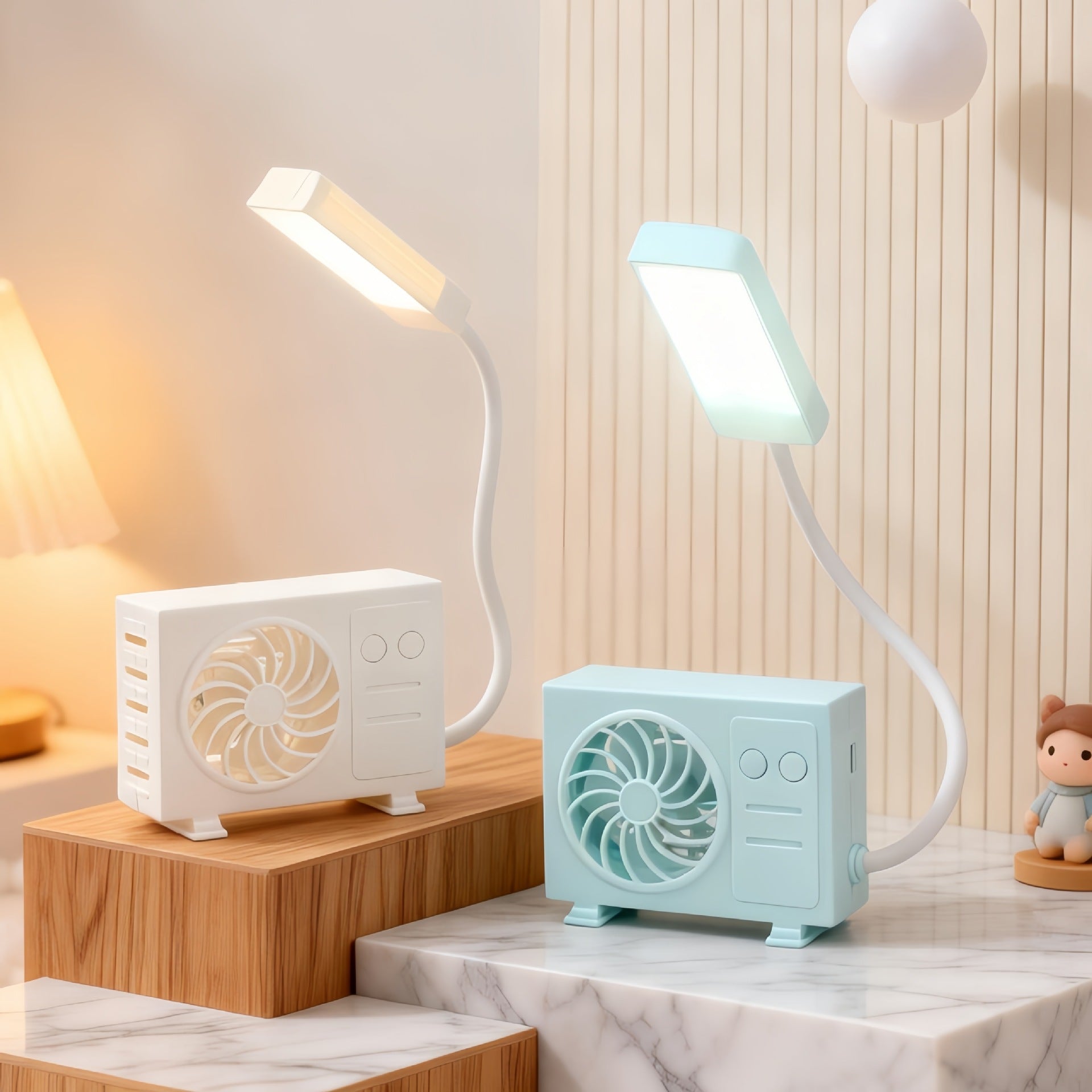 Bordslampa med USB-fläkt för kvinnor 2