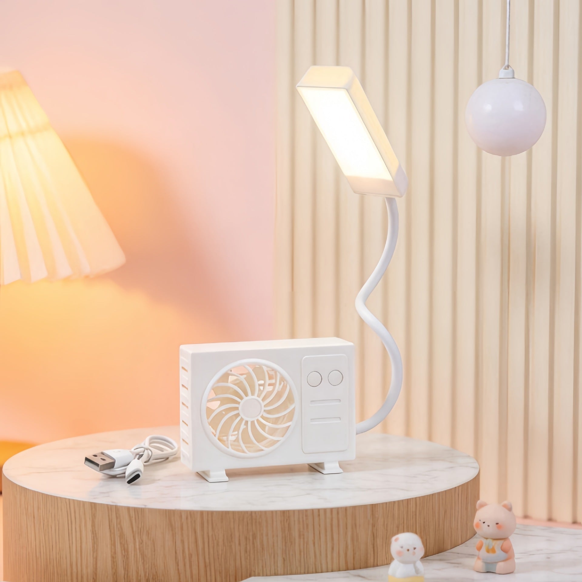 Bordslampa med USB-fläkt för kvinnor 5