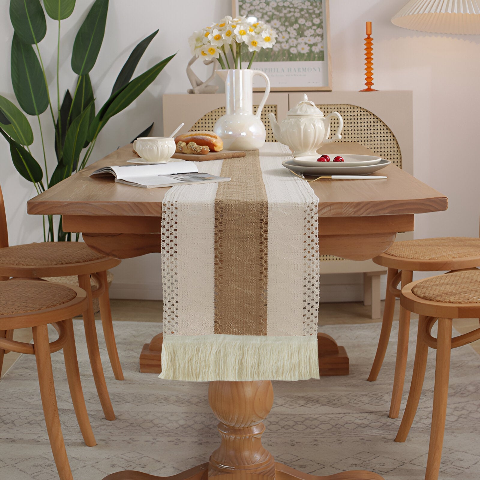 Bordslöpare Boho Macrame Med Fransar 0