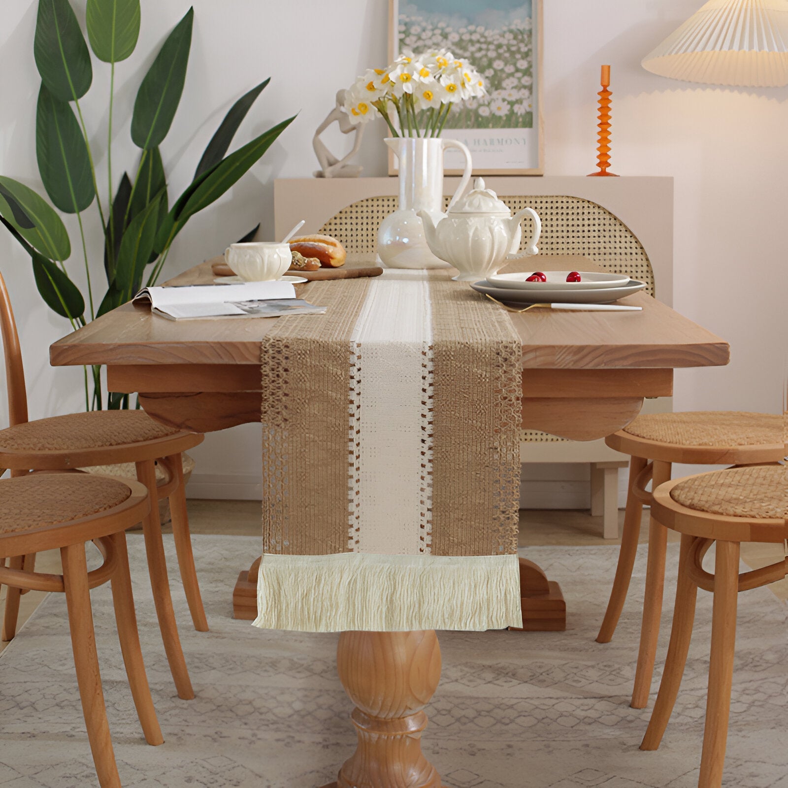 Bordslöpare Boho Macrame Med Fransar 2