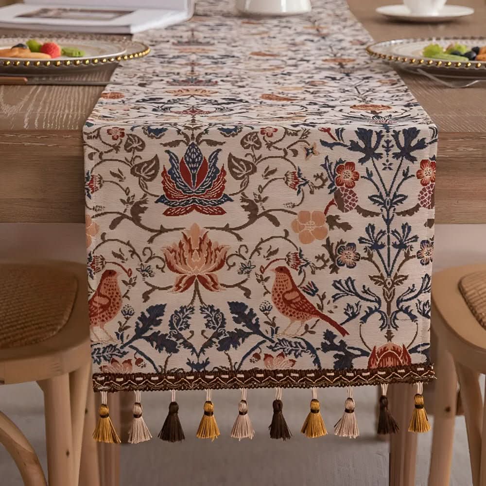 Bordslöpare med Blom- och Fågelmotiv 1