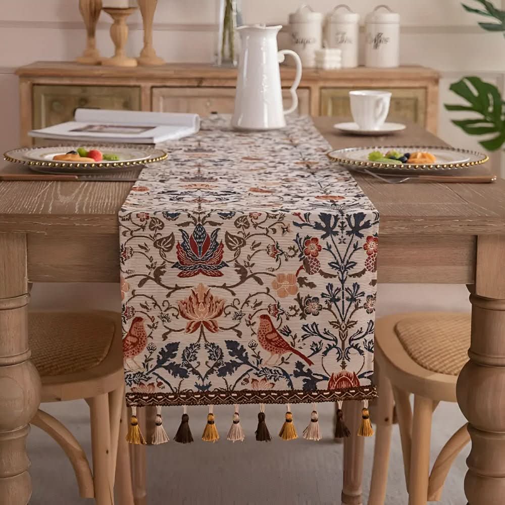 Bordslöpare med Blom- och Fågelmotiv 3
