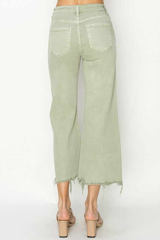 Byxor för kvinnor med hög midja, vida och cropped stil 4