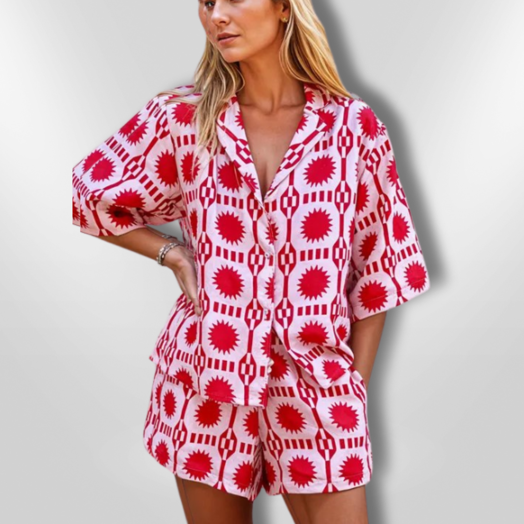 Dam 2-delat Set Sommarstil Lätt Material 2