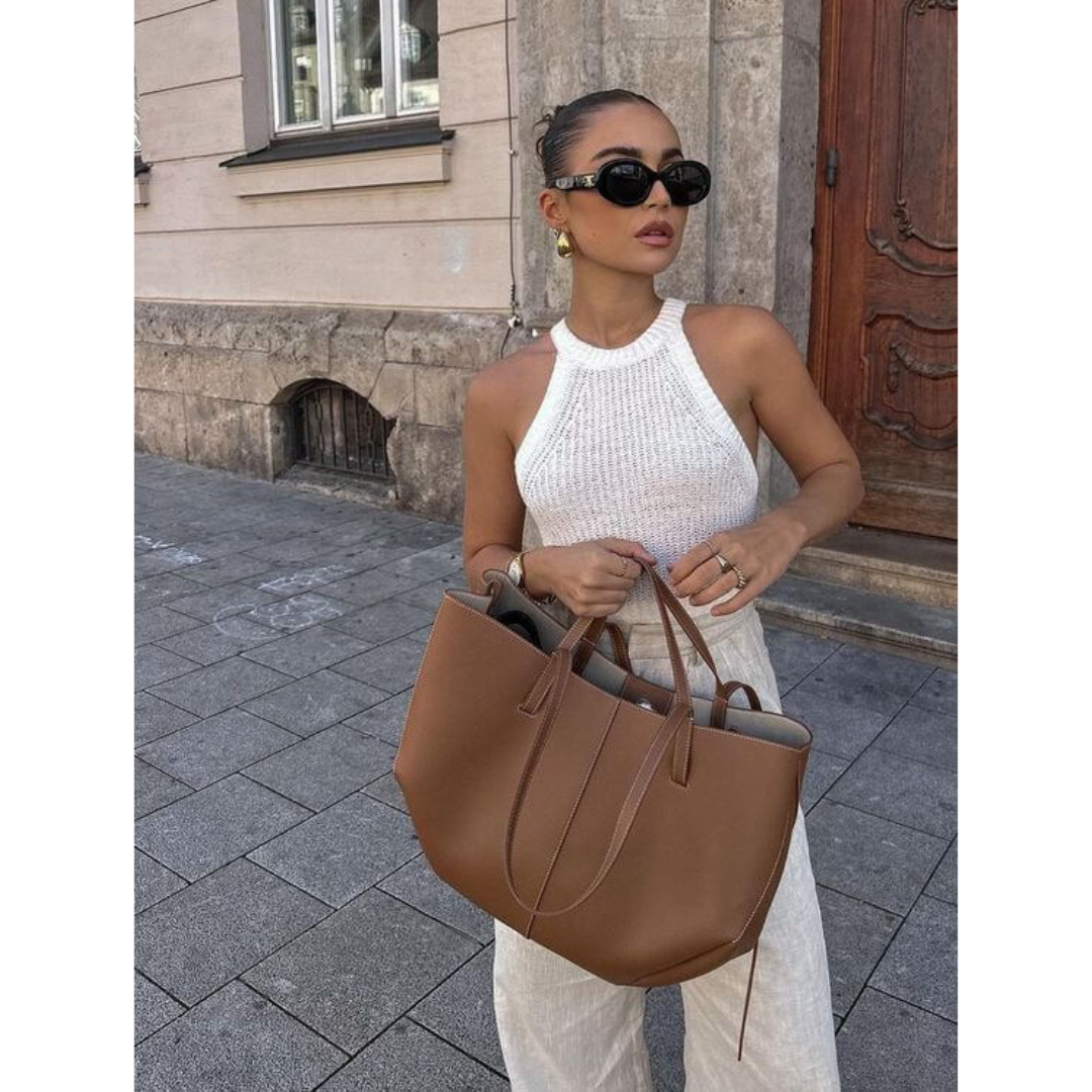 Dam Axelväska Vintage Stil Rymlig Axelremsväska 5