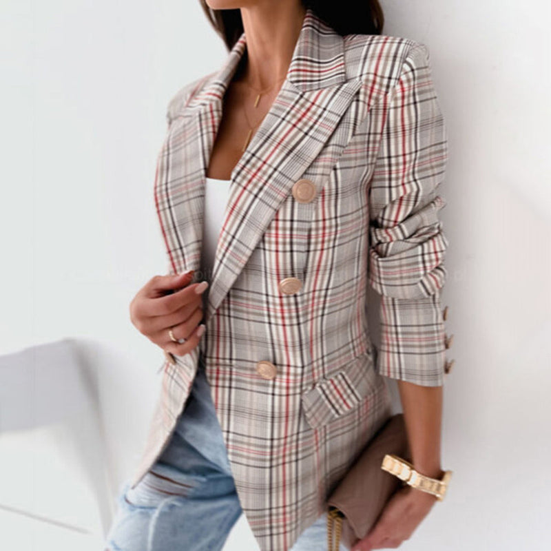 Dam Blazer i Rutig Design 2