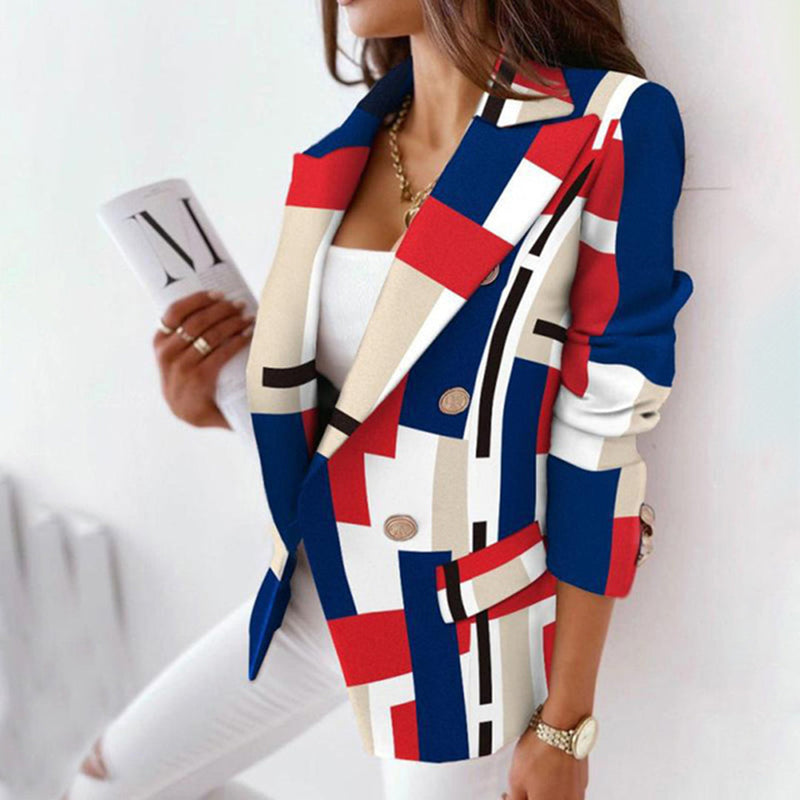 Dam Blazer i Rutig Design 4