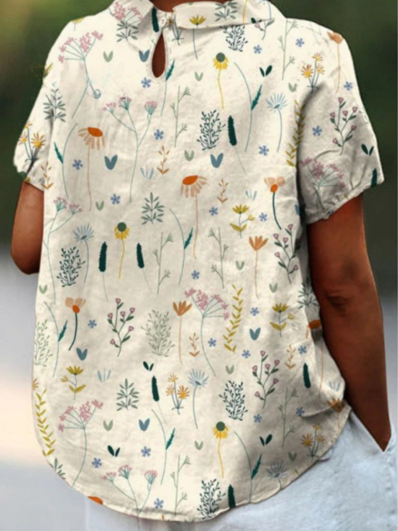 Dam Blus Blommönster Mjuk Material Pastellfärger 3