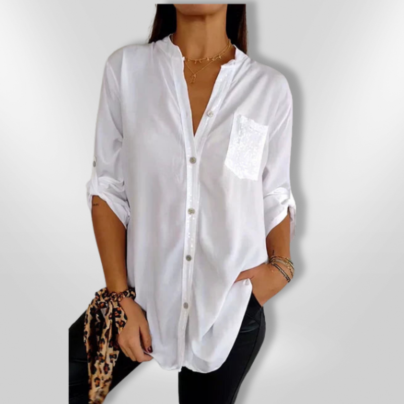 Dam Blus Chic med Glittrande Detaljer Mjuk Tyg 2