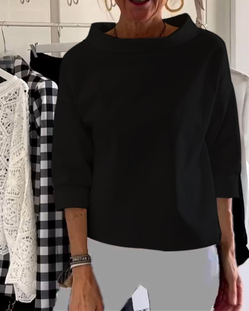 Dam Blus Hög Krage Mångsidig Design 0
