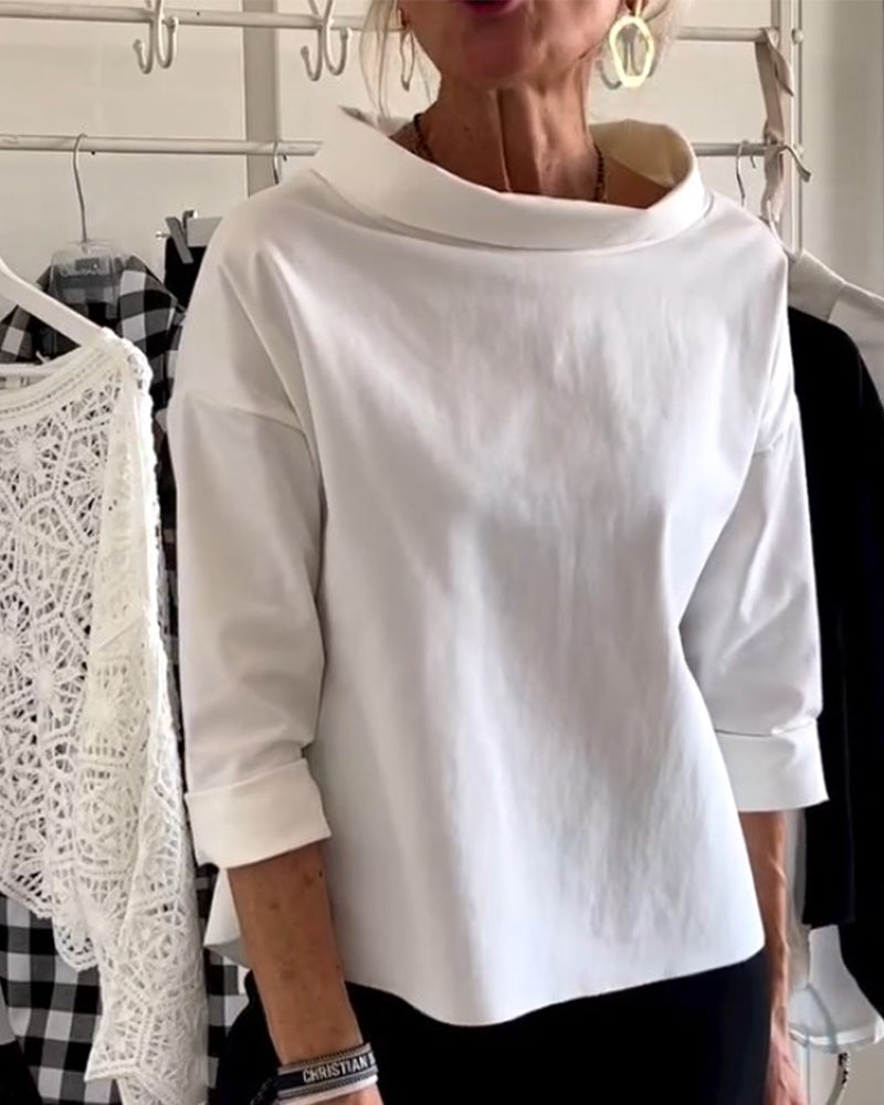 Dam Blus Hög Krage Mångsidig Design 1