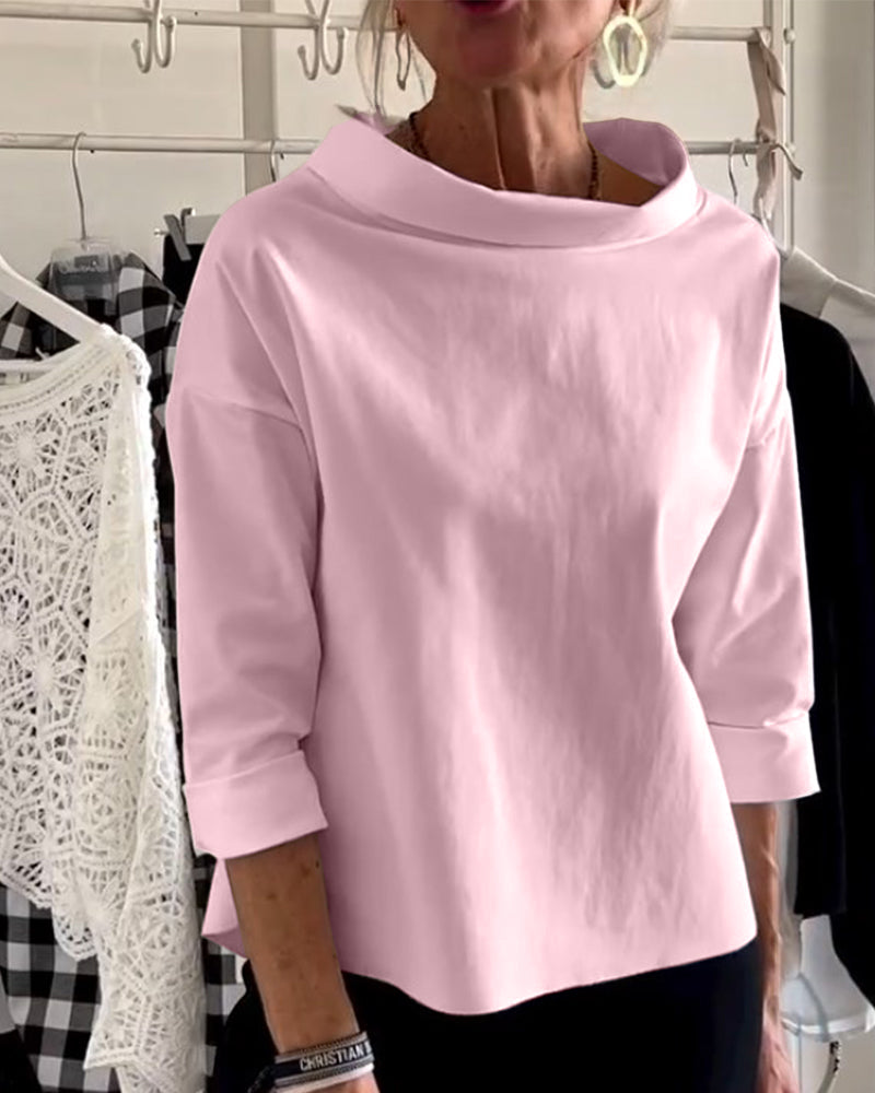 Dam Blus Hög Krage Mångsidig Design 3
