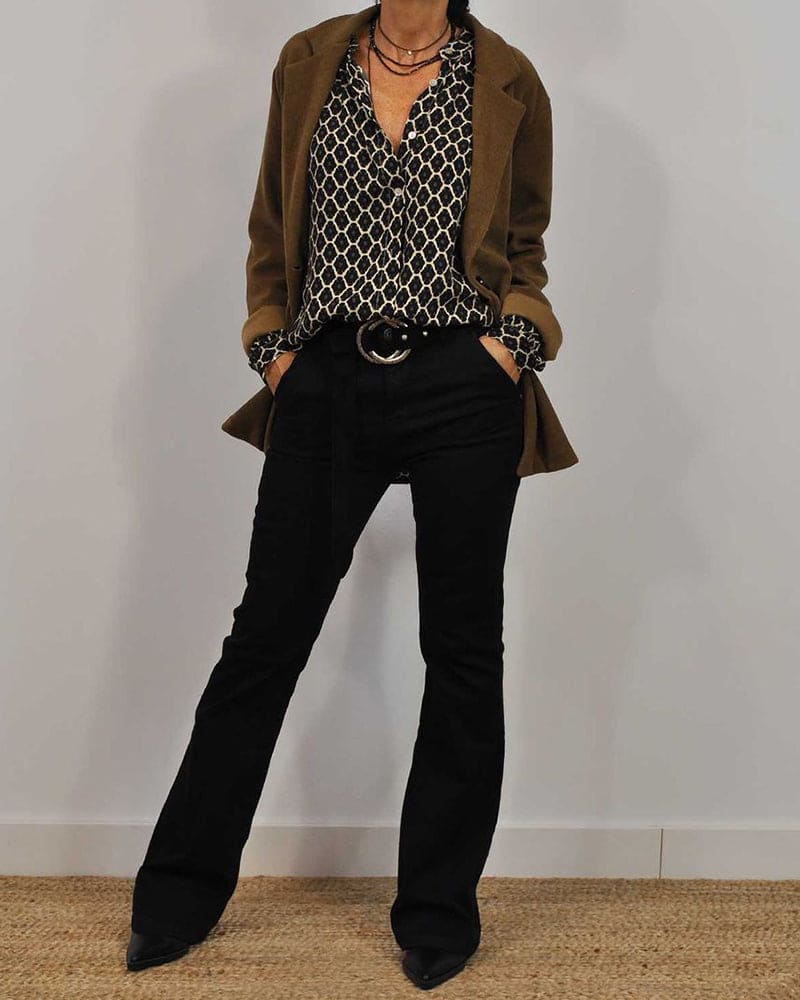 Dam Blus Långärmad Geometrisk Design 1