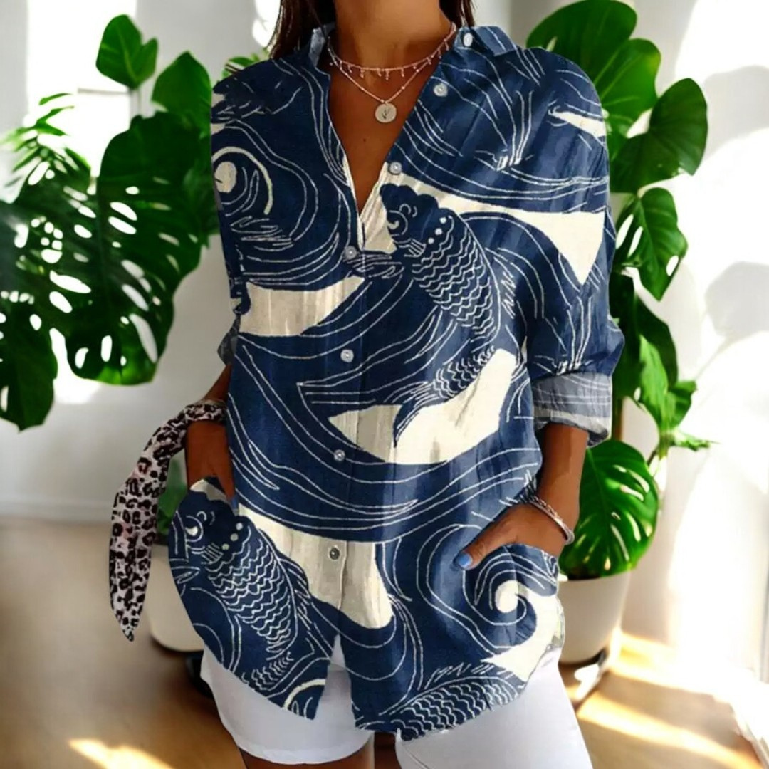 Dam Blus Vintage Stil i Bomull 1