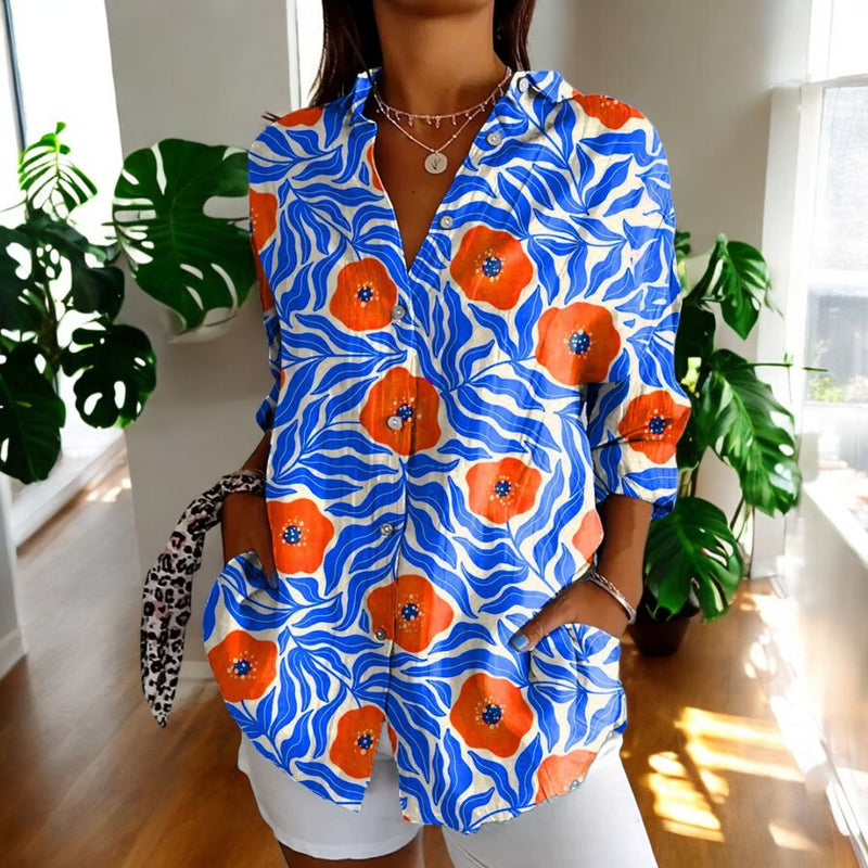 Dam Blus Vintage Stil i Bomull 4