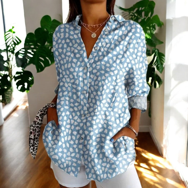 Dam Blus Vintage Stil i Bomull 6