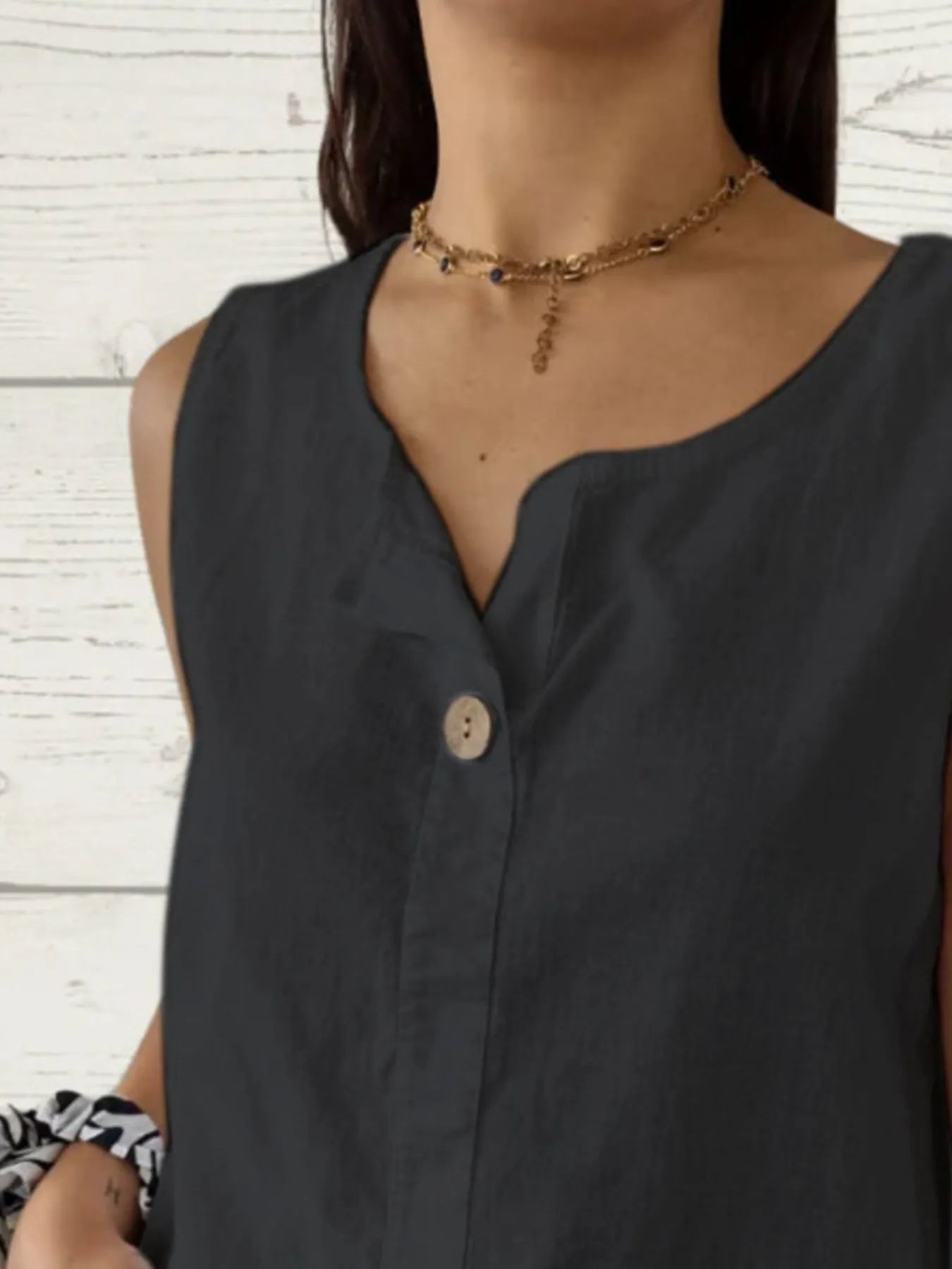 Dam Blus utan ärmar i Linne Casual 4