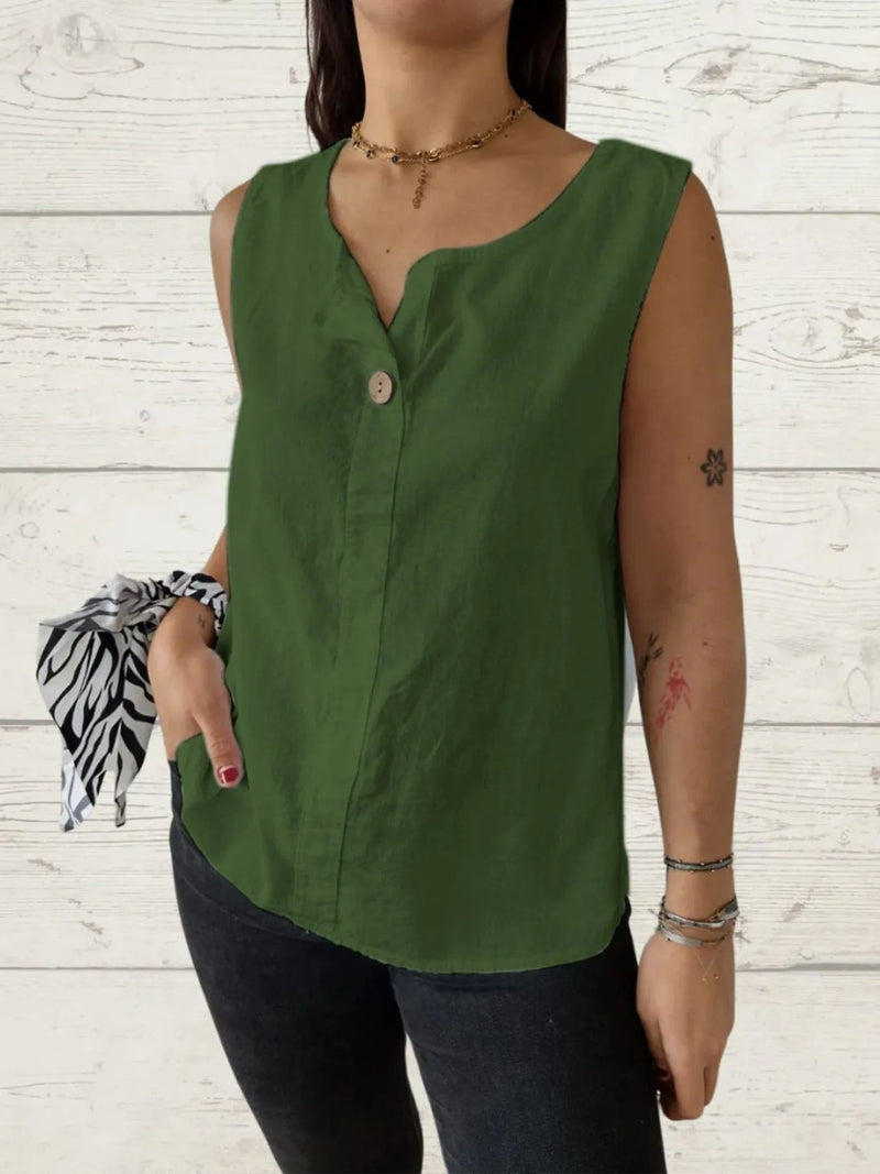 Dam Blus utan ärmar i Linne Casual 6