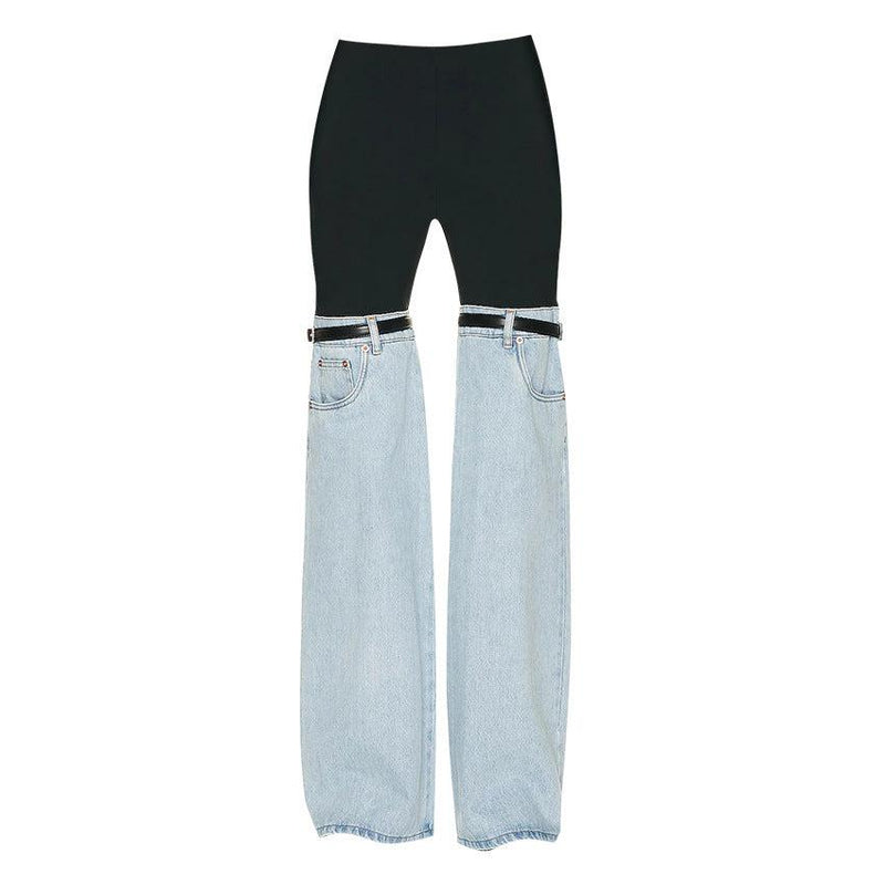 Dam Byxor Högmidjade Raka Vida Ben Denim 4