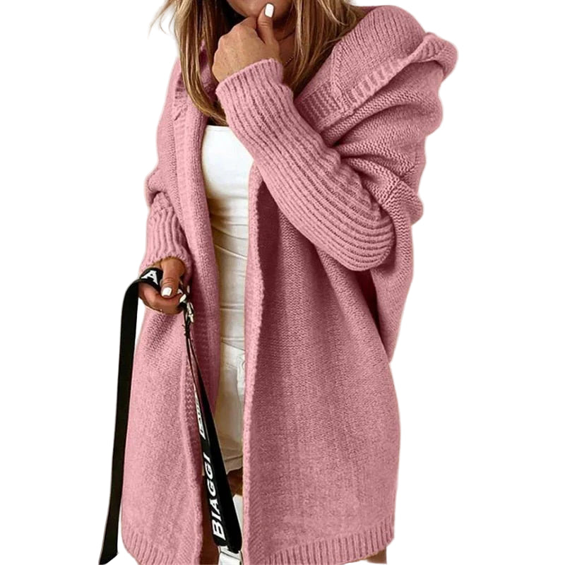 Dam Cardigan Oversized Passform med Huva 0