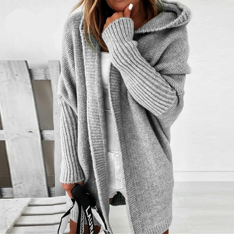 Dam Cardigan Oversized Passform med Huva 3