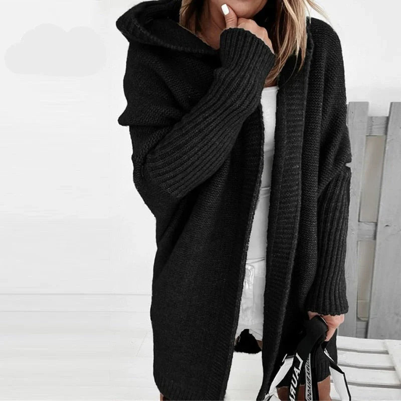 Dam Cardigan Oversized Passform med Huva 5