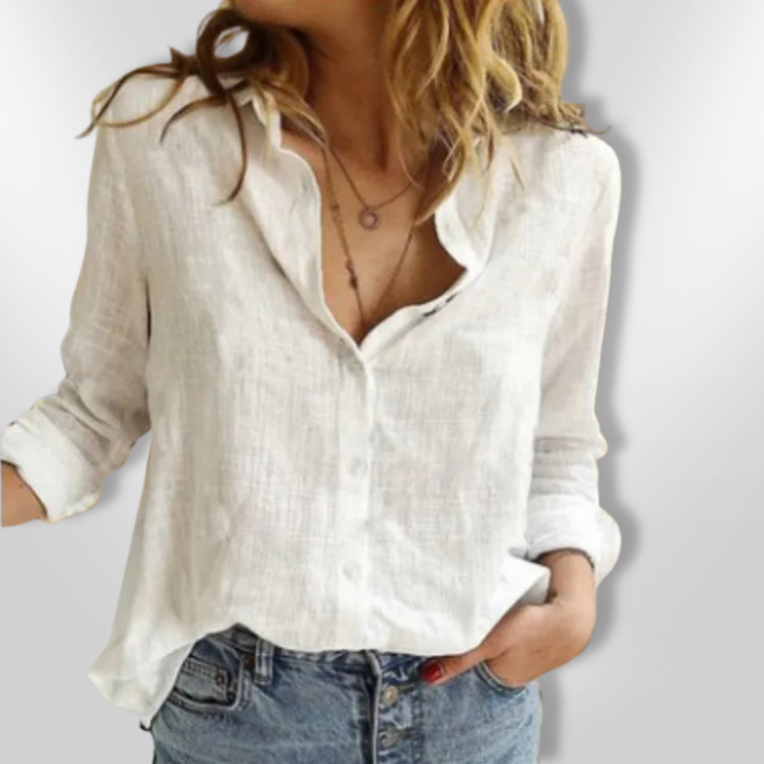 Dam Chemise Boutonnée med Fågeltryck i Mjuk Bomull 7