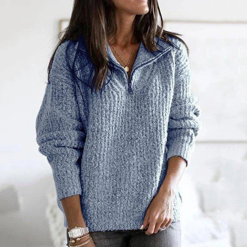 Dam Halv-Reißverschluss Pullover Långärmad 1