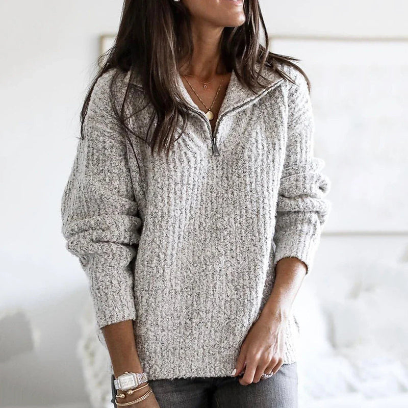 Dam Halv-Reißverschluss Pullover Långärmad 2