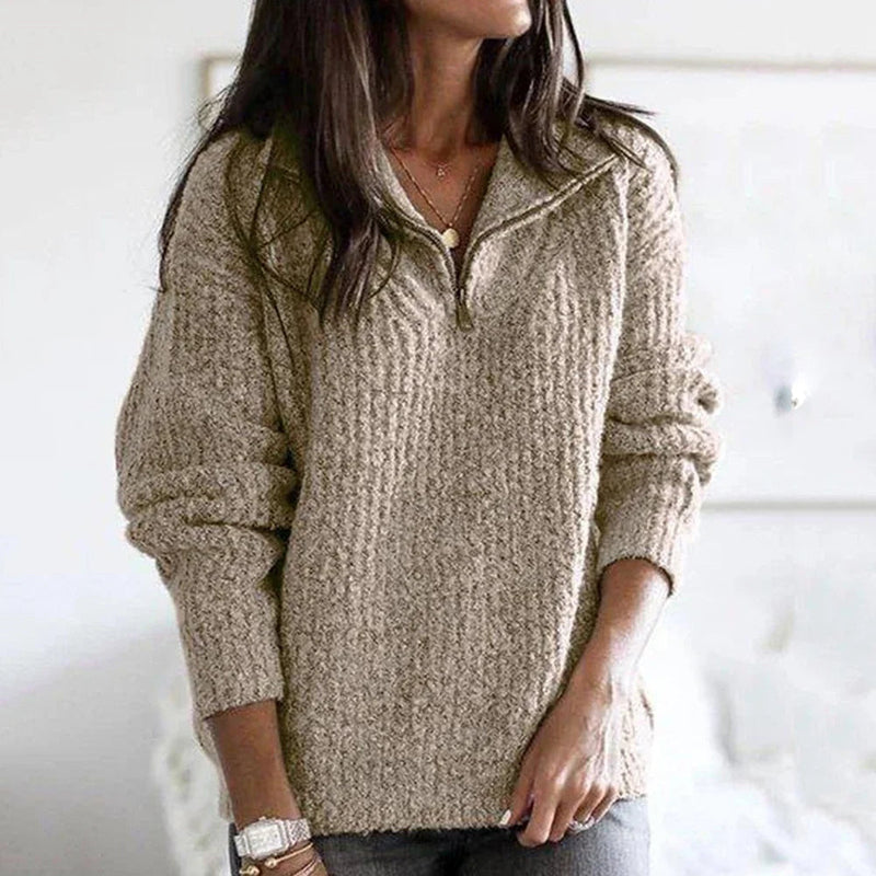 Dam Halv-Reißverschluss Pullover Långärmad 3